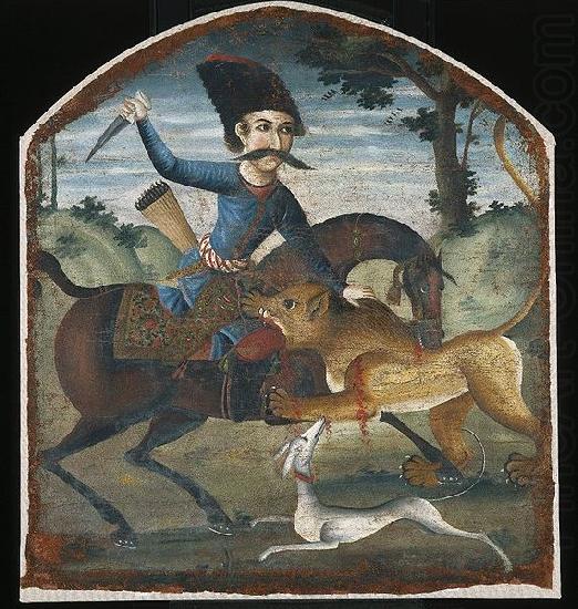 unknow artist Hunter on Horseback Attacked by a Lion china oil painting image